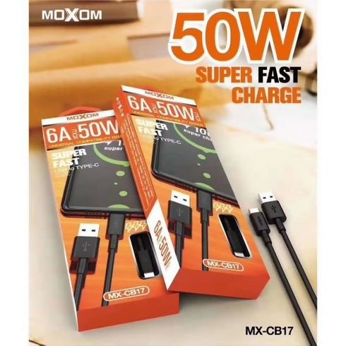 Moxom MX-CB17 6A 50W Super Fast Charging Data Cable – USB Type C